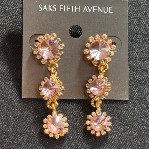 Pink Crystal Dangle Earrings - Saks Fifth Avenue - Picture 3 of 16